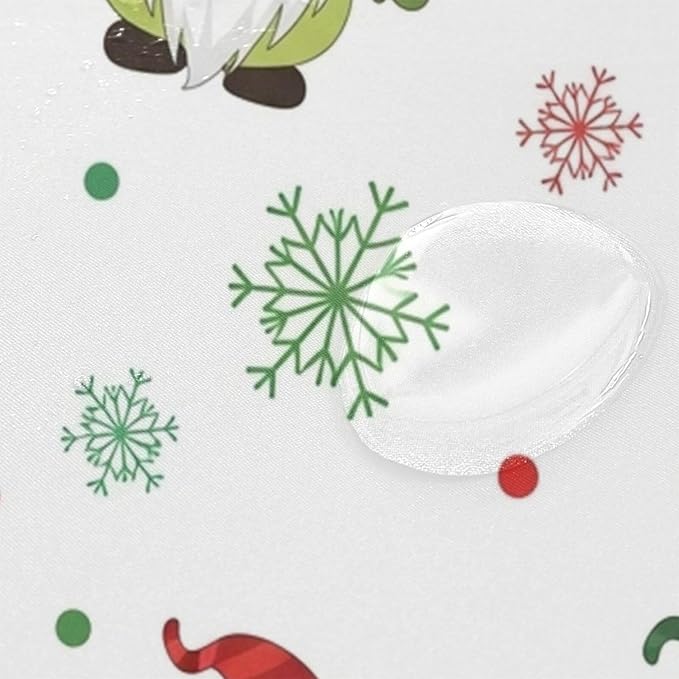 Christmas Gnome White Shower Curtain Liner 72×72 inch for Bathroom Curtain Anti Mold Shower Curtain with Hooks Shower Accessories - Image 4