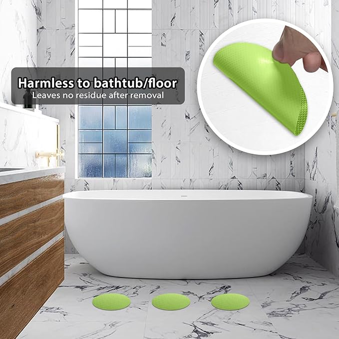 24 PCS Bathtub Non Slip Stickers Green Adhesive Decals Round Shape Anti Slip Shower Stickers Bath Non Slip Stickers for Floor Bathroom Stairs Ladders with Scraper - Image 2