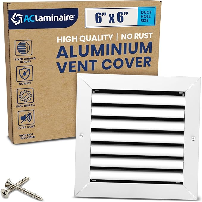 6x6 Inch (Duct Opening) Air Return Vent Cover Decorative – Premium Aluminum AC Vent Cover for Ceiling & Wall, Rustproof Grille, Ideal for Home HVAC Grille, Durable & Easy to Install by ACLAMINAIRE by LAMINAIRE