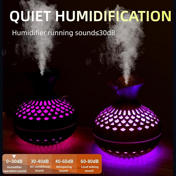 Colorful Cool Mini Humidifier, Flower Shape USB Personal Desktop Humidifier for Car, Office Room, Bedroom,etc. 2 Mist Modes, 7 colors,Super Quiet (Lightwood) - Image 2