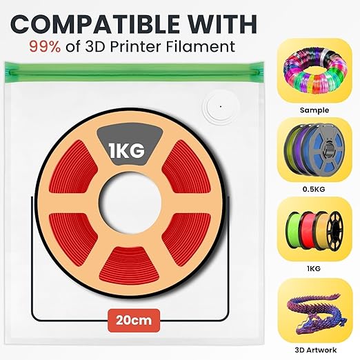 3D Printer Filament Storage Bags Vacuum Storage Bags Kit 3D Printer Accessories with Storage Bags (13x15 inches), Desiccants, Auto Pump, Sealing Clips, Humidity Resistant (10 Bags + Electric Pump) - Image 5