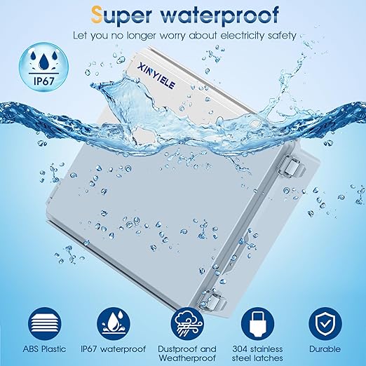 Waterproof Outdoor Project ABS Plastic Junction Box IP67 Weatherproof Dustproof Enclosure with Hinged Cover, Mounting Plate,Wall Brackets for Power Project (11.8"x11.8"x7.1") - Image 2