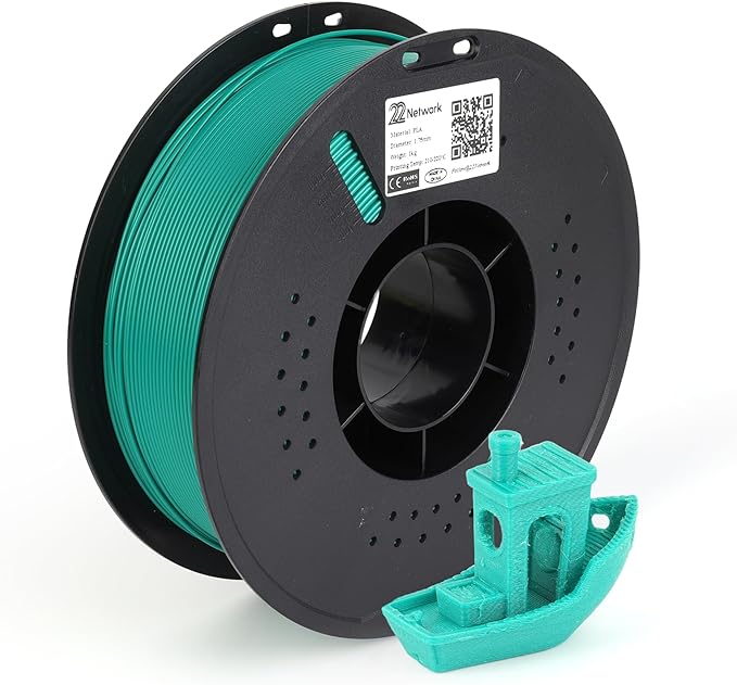 22 Network PLA 3D Printer Filament 1.75mm, 1kg Spool (2.2lbs), Dimensional Accuracy ±0.02mm, Fit Most FDM Printers (Christmas Green) by Home
