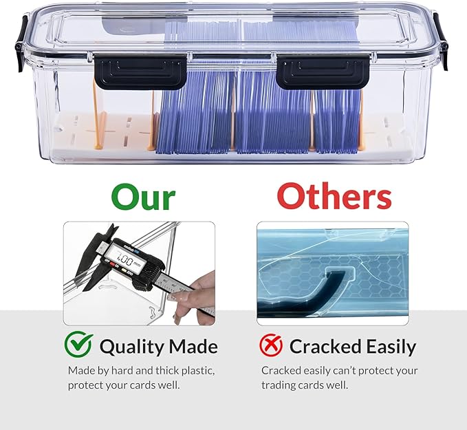 Toploader Storage Box, Trading Card Storage Box with 5 Dividers, Hard Plastic TCG Card Storage Box for Top Loaders, Large for 165 Toploaders 650 Cards (2 Pack) - Image 6