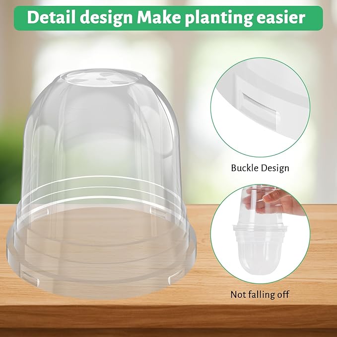 36 Packs 5/4/3.5 Inch Clear Plant Pot Humidity Domes, Transparent Seedling Domes Compatible with 5/4/3.5 Inch Reinforced Nursery Pots - Image 5