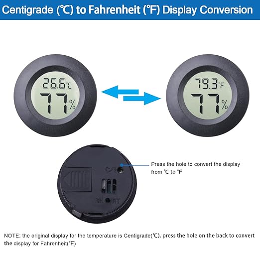 3pcs Mini Hygrometer Thermometer Indoor Outdoor Round Humidity Meter Temperature Gauge Humidity Sensor Fahrenheit Switchable Celsius Monitor for Reptile Jars 3D Printer - Image 3