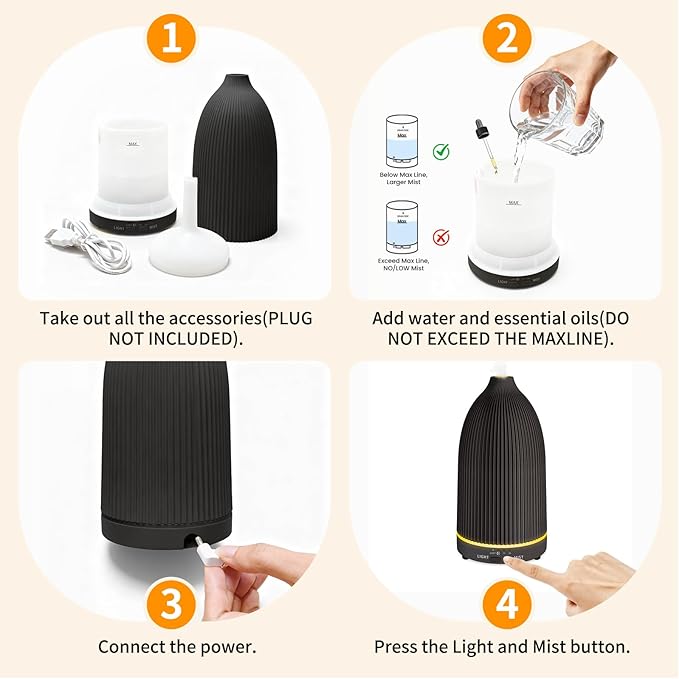 URPOWER 100ML Essential Oil Diffuser Ultrasonic Cool Mist Humidifier with 7 LED Lights, Timer & Auto-Off Quiet Aromatherapy Scent Diffuser for Home Bedroom Office Relaxation - Image 7