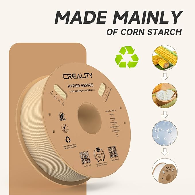 Official Creality Hyper PLA Filament 1.75mm, High Speed PLA 30-600mm/s Rapid 3D Printer Filament, Dimensional Accuracy +/-0.02mm, Fit Most FDM 3D Printers，1KG(2.2lbs) Spool Skin - Image 5