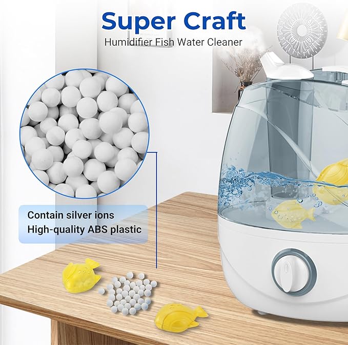 Funmit Humidifier Cleaning Fish, 12 Pack Humidifier Cleaner for Humidifiers and Fish Tanks, Purifies Water, Prevents Hard Water Build-Up, Reduces Scale, Yellow - Image 2