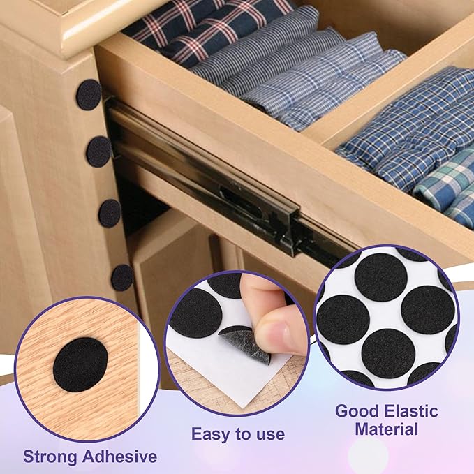 456 Pcs Small Felt Furniture Pads, Self-Adhesive EVA Foam Dot Circles, Round Felt Furniture Stickers for Desks Drawers Vases Photo Frames Cabinets Doors-Black (0.39'', 0.78'', 1.18'') - Image 4