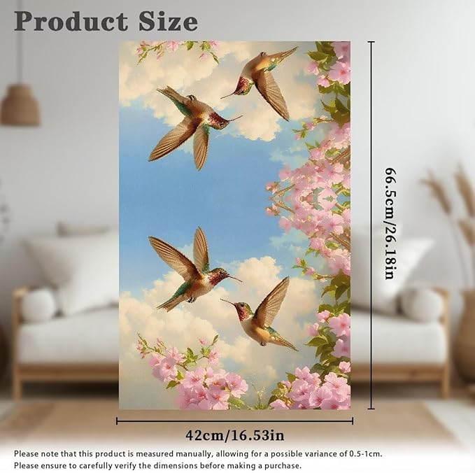 Hummingbird Headrest Cover for Recliner Non-Slip Peach Flower Furniture Slipcover Washable Fabric Headrest Protector Couch Recliner Headrest Cover Fashion Home Festival Decor - Image 7