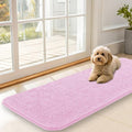 OLANLY Dog Door Mat for Muddy Paws 47x17, Absorbs Moisture and Dirt, Absorbent Non-Slip Washable Doormat, Quick Dry Chenille Mud Mat for Dogs, Entry Indoor Entryway Carpet for Inside Floor, Pink by OLANLY