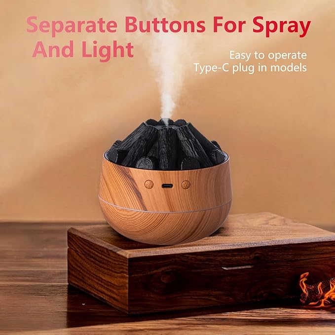 Portable Mini Humidifier, Colorful, Cool Mist, USB Powered Perfect for Desk Bedroom Indoor Plant Quiet Colorful Night Light (Lightwood) - Image 5