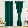 Hiasan Blackout Curtains for Bedroom, 42 x 84 Inches Long - Thermal Insulated & Energy Saving Window Curtains for Living Room, 2 Drape Panels Sewn with Tiebacks, Hunter Green by Hiasan