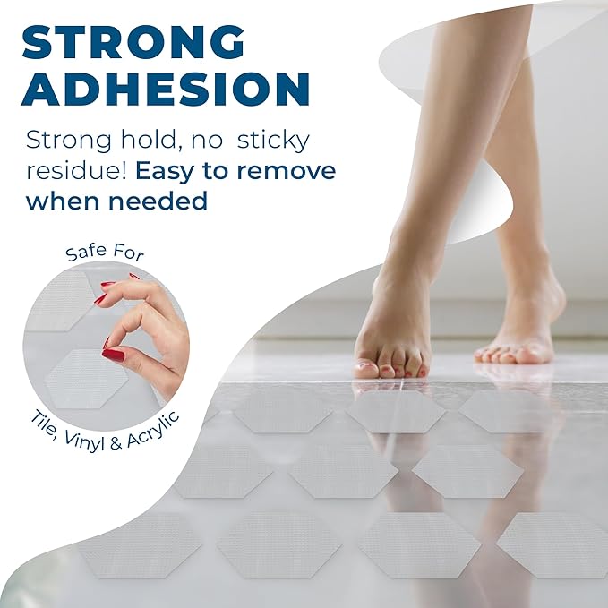 Anti-Slip Shower Stickers - Help Reduce Slipping in Bathtub & Shower, Clear Non-Slip Bath Strips, Strong Adhesive Bathtub Appliques Suitable for Homes with Kids, Adults & Seniors - 24 Pcs - Homergy - Image 6