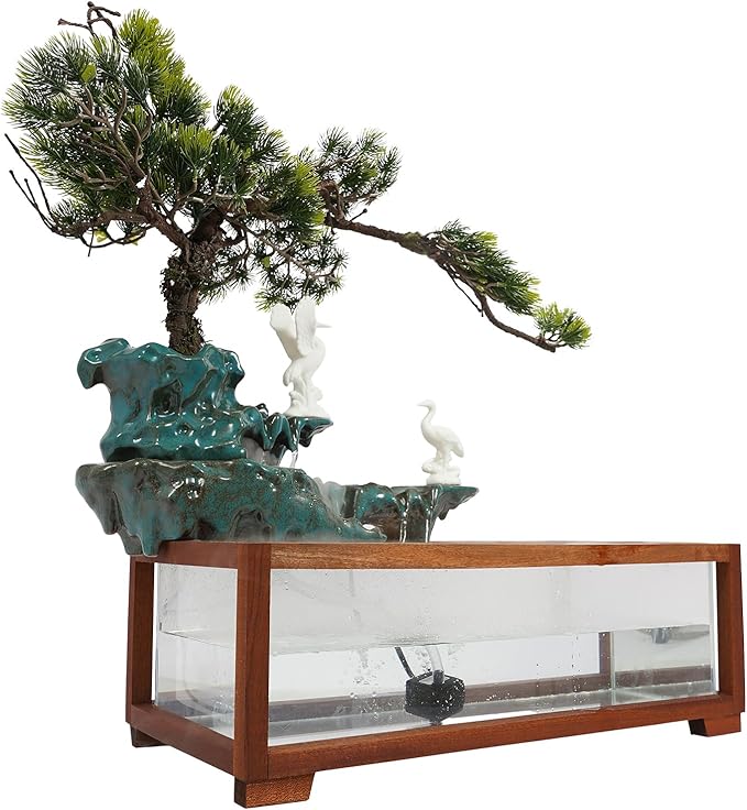 Tabletop Water Fountains Decoration, Indoor Water Fountain, Chinese Zen Style Fish Tank, Water Dispenser Humidifier, Indoor Waterfall+Mistwith Mist LED, for Meditation, Good Luck & Wealth, Bedrooms - Image 9