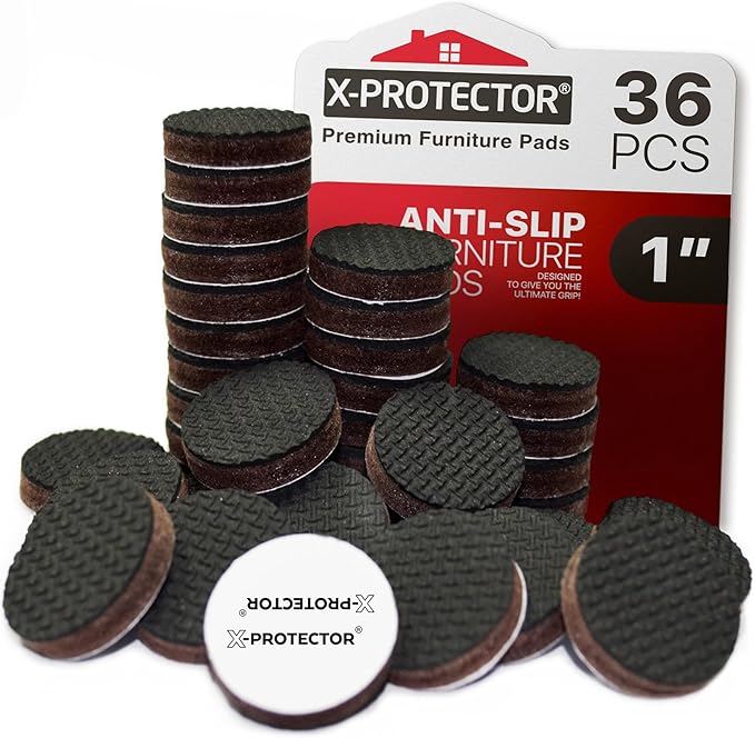 Non Slip Furniture Pads 36 pcs 1" X-Protector - Premium Furniture Grippers - Self-Adhesive Rubber Feet Furniture Feet - Ideal Non Skid Furniture Pad Floor Protectors - Keep Furniture in Place! by X-Protector