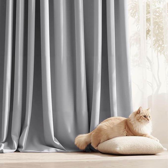 RYB HOME Outdoor Curtains 95 inches Long, Waterproof Blackout 100% Privacy Drapes for Patio Door Terrace Pergola Arbor, Wide 52 x Long 95 inches, 1 Piece, Light Grey - Image 6