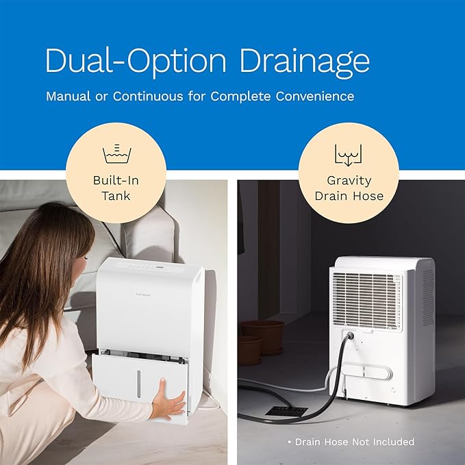 hOmeLabs Dehumidifier for Home, Office, Basements with Powerful Moisture Removal, Humidity Control, Auto Shut-off, Quiet Operation - 7,000 Sq Ft Wi-Fi (50 Pint MAX 120 Pint at 95°F, 90% RH) - Image 3