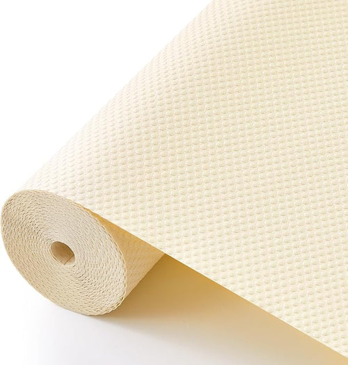 100% EVA Shelf Liner for Kitchen Cabinet, 12" x 120" Drawer Liners Non Adhesive Non Slip Waterproof Plastic Paper, Dresser Pantry Bathroom Refrigerator Protector, Cream by ALIUNI
