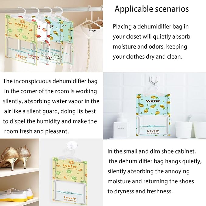 8 Pieces Dehumidifier Hanging Bags for Kitchen, Bathroom, Closet, Wardrobe Dehumidifier Bags (4 Colors) - Image 7