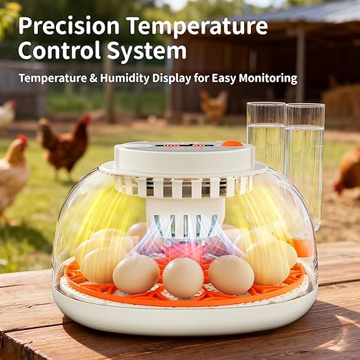 Egg Incubator with Temperature and Humidity Control, Automatic Egg Turning, Egg Candler, External Water Bottle, Adjustable Air Vent, 360° Clear View, for Chicken, Duck & Quail Eggs, APDOE HatchPro 12 - Image 2