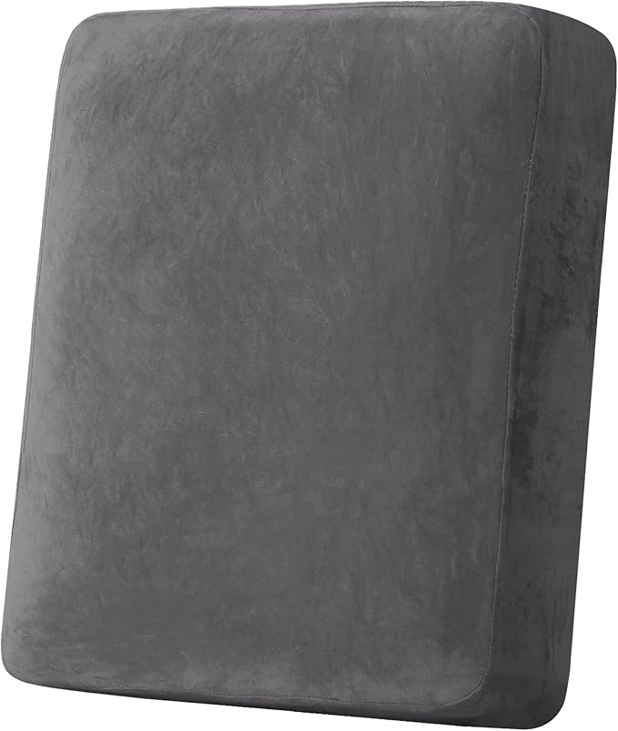 H.VERSAILTEX Velvet Stretch Couch Cushion Cover Plush Cushion Slipcover for Chair Cushion Furniture Protector Seat Cushion Sofa Cover (1 Piece Armchair Cushion Covers, Grey) by HVERSAILTEX