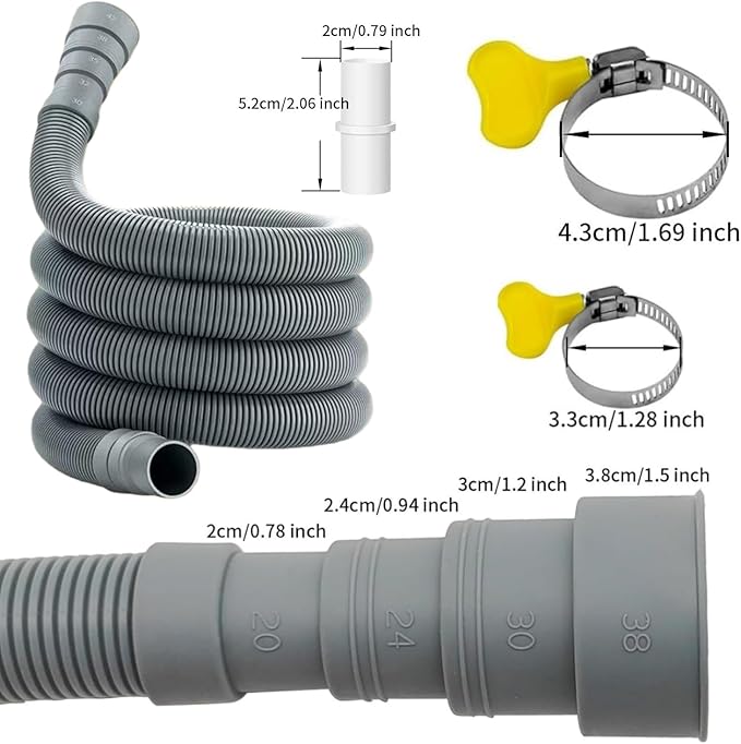 Universal Washing Machine Drain Hose Kit, 10FT Extra Long with U-Bend Bracket & 4 Clamps, for Washer Dishwasher Dehumidifier Sink RV - Image 2