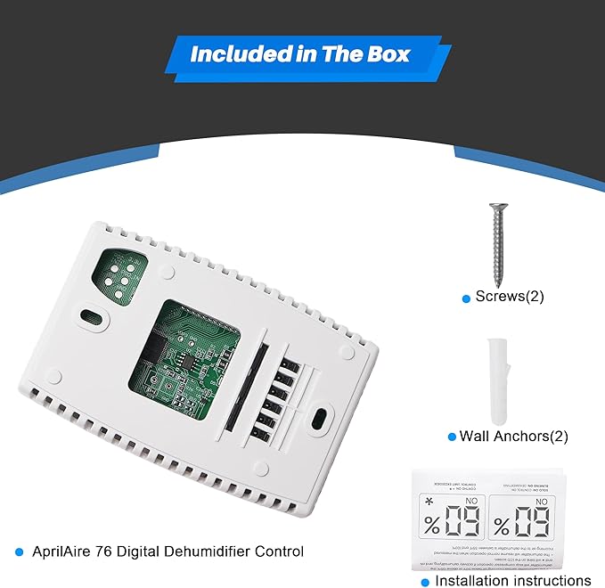 76 Digital Wall Mount Dehumidifier Control Compatible with 1800 Series & E-Series Easy Install Wall Humidity Controller Wall Mounted Digital Control for Whole Home Dehumidifiers 24VAC White Model76 - Image 5