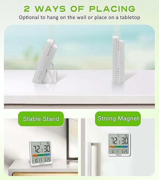 Geevon Digital Indoor Thermometer Hygrometer, Wireless Temperature Humidity Meter with Comfort Index, 1*AAA Battery, Calendar, Small Room Temperature Monitor for Home, Greenhouse, Bedroom, White - Image 7