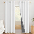 NICETOWN 100% Absolutely Blackout Linen Curtains with Thermal Insulated Grey Liner, Greyish White, 52 inches Wide, 84 inches Length Energy Saving Curtains for Living Room 2 Panels Set, Vertical Blinds by NICETOWN