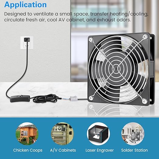 GDSTIME 120mm x 25mm 110V 115V 120V AC Powered Fan Dual Ball Bearing for DIY Cooling Ventilation Exhaust Projects - Image 2