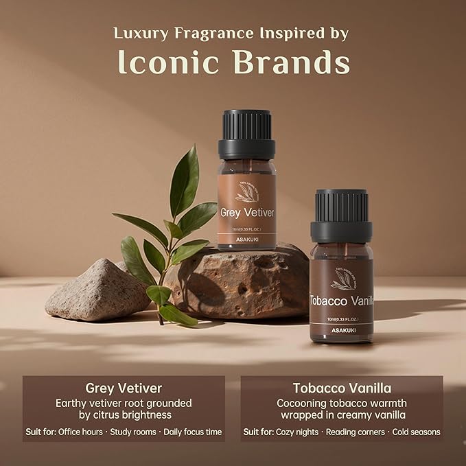 ASAKUKI Men Essential Oils Set for Diffuser, Valentine's Day Gift for Men– 6×10ml Cologne-Inspired Unisex Fragrance Oils for Diffusers – Elegant, Clean, and Confident Scents - Image 4