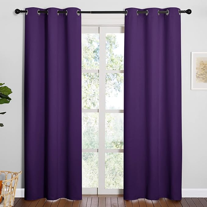 NICETOWN Triple Weave Home Decoration Thermal Insulated Solid Ring Top Blackout Curtains/Drapes for Bedroom(Set of 2, 42 x 84 Inch, Royal Purple) - Image 2