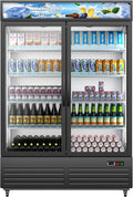 Commercial Beverage Refrigerator with 2 Glass Door, 41.3 Cu.Ft Display Fridge Beverage Cooler with Customizable Lightbox Adjustable Shelves, Drink Fridge Merchandiser for Restaurant Shop, Black by Velieta-SpecialistinFridge