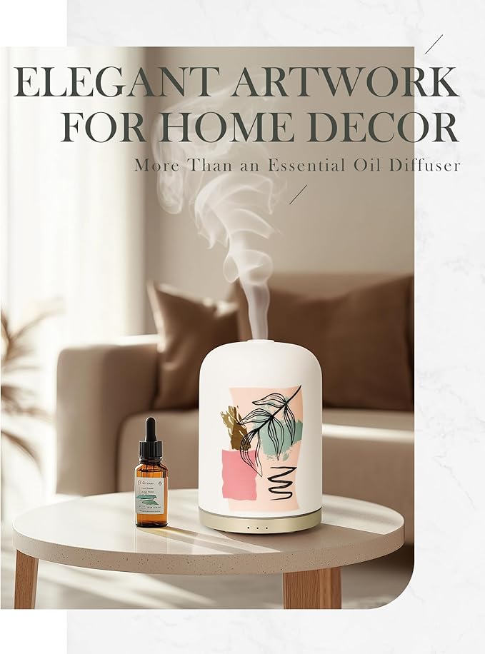 Essential Oil Diffuser with Handmade Ceramic Cover, 110ML Aromatherapy Diffuser for Large Room, Quiet Ultrasonic Aroma Diffuser with Auto-Off, Timer, Night Light for Home, Yoga & Office - Image 6