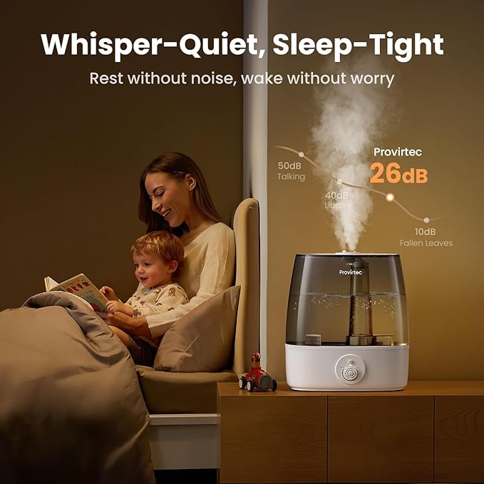 6.5L Stay Clean Tank Humidifier for Large Room, Low Maintenance, Top Fill Design, Ultra Quiet 65H Runtime, Cool Mist Ultrasonic for Bedroom, Home, Plants HC12 - Image 5