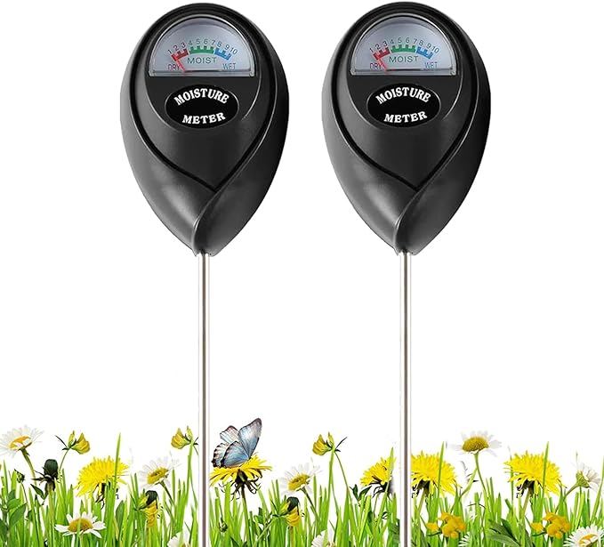 WNJ 2 Pack Soil Moisture Meter, Plant Water Monitor, Lawn Moisture Meter，Soil Hygrometer Sensor for Gardening, Farming, Indoor and Outdoor Plants (Classic Black) by WNJ