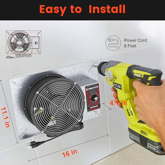 Abestorm 720CFM High Air Flow Crawlspace Ventilation Fan, IP55 Rated 10" Vent Fan with Humidistat Freeze Protection Thermostat for Crawl Space, Basement, Garage, Attic with Isolation Mesh - Image 5