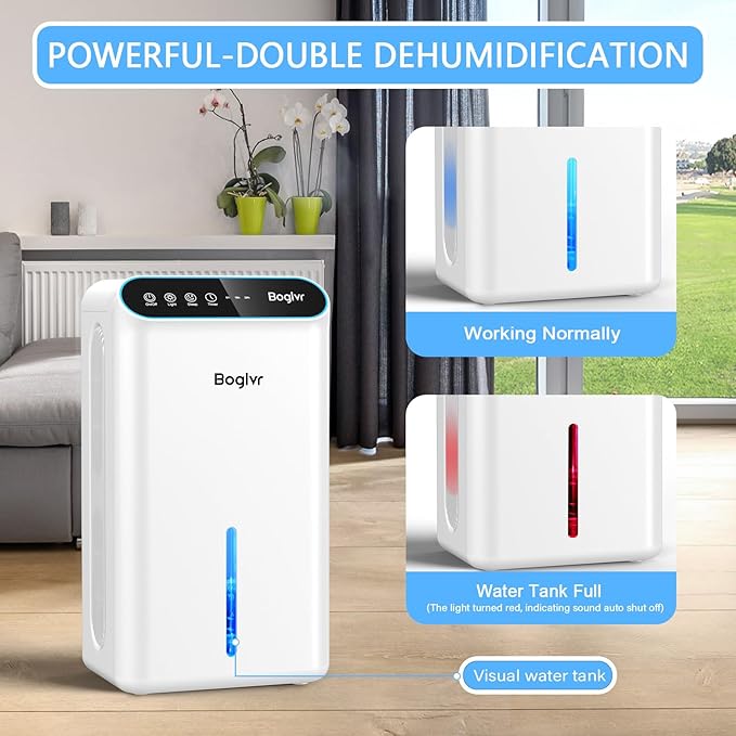 Dehumidifiers, Dehumidifier for Home (85 OZ, 800 sq.ft) Quiet Small Dehumidifier for Bedroom Bathroom Basement with Drain Hose, 3 Gear Timer, Sleep Mode, Auto Shut Off, 7 Color Ambient Light - Image 5