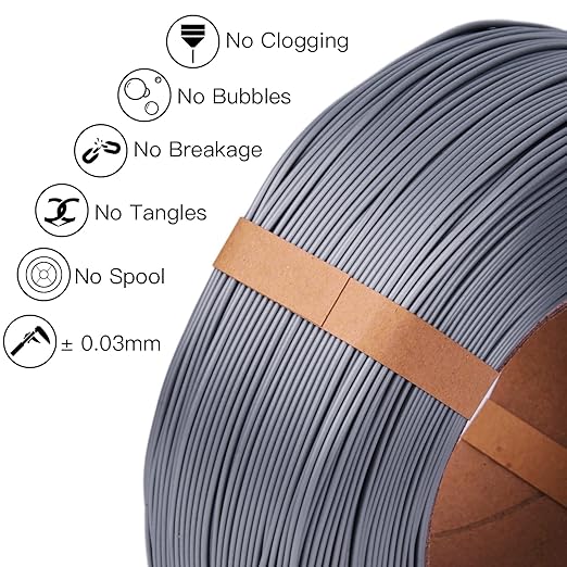Inland V2 PLA PRO (PLA+) 3D Printer Filament Refill, 1.75mm Spooless Filament, Dimensional Accuracy +/- 0.03mm, 1KG (2.2lbs) Silver Refill for Inland Reusable Spools, Bambu Lab Compatible - Image 3