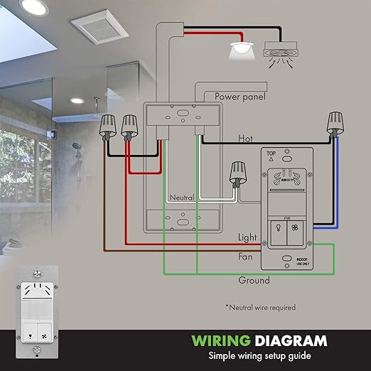 TOPGREENER Dual Tech Humidity Sensor Switch, Infrared PIR Motion & Air Moisture Detection, Bathroom Fan & Light Control, Adjustable Timing, Neutral Wire Required, UL Listed, TDHOS5, White - Image 4