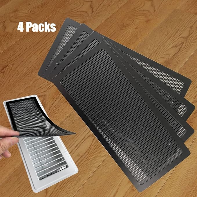 Floor Register Vent Cover- 4"x12" Magnetic Air Vent Screen Mesh Cover, Perfect for Wall/Ceiling/Floor Air Vent Filters (4-Packs) by IFRMMY