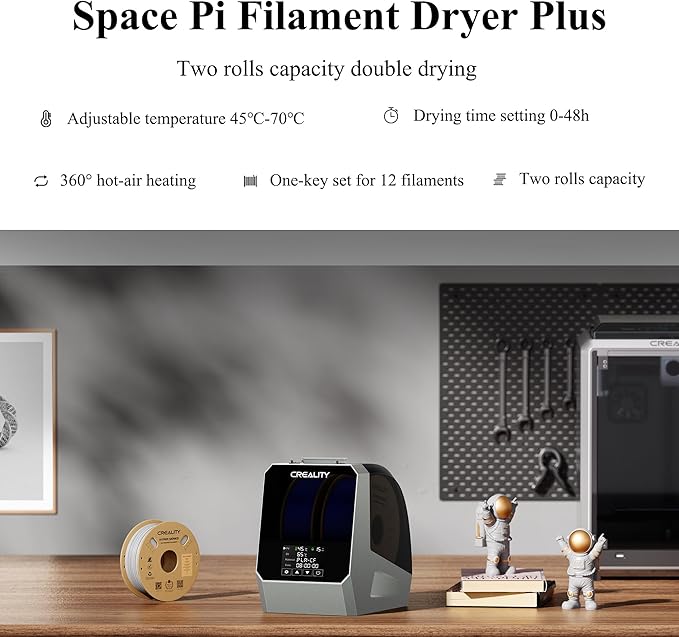 Creality Space Pi Filament Dryer Plus, 3D Printer Filament Dryer Box, 3D Filament Storages for Filament Drying and Sealing with Heat Control, 4'' LCD Touch Screen Compatible with PLA PETG ABS TPU - Image 2