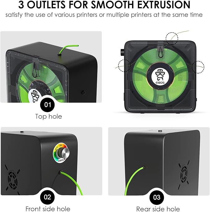 【EIBOS Official】 3D Printer Filament Dryer Easdry Box with Fan, Adjustable Temperature, Humidity Control & Spool Holder, Compatible with 1.75mm 2.85mm 3.00mm Nylon, PLA, ABS - Image 7