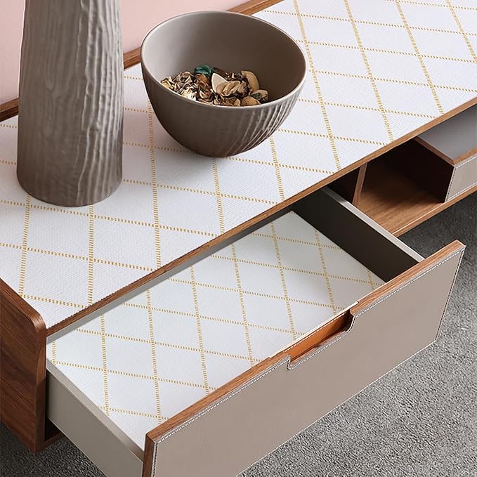 Drawer and Shelf Liner for Kitchen Cabinets Non-Adhesive and Strong Grip Shelf Liner Waterproof Non-Slip Drawer Line Striped Cabinet Liner for Shelves Dressers Easy to Clean 12INX20FT - Image 4