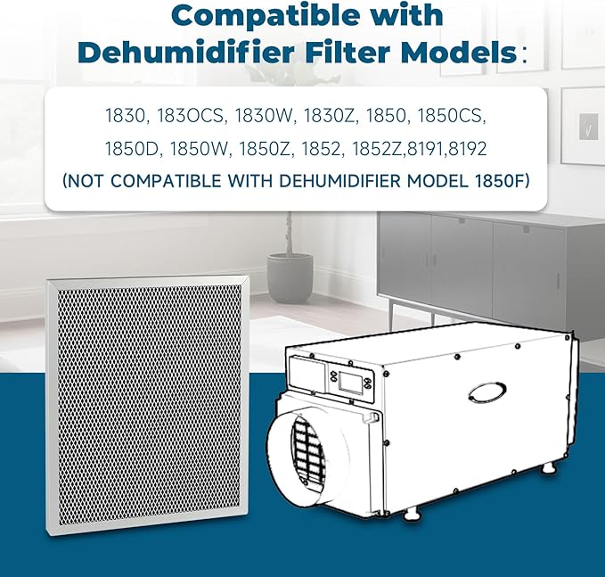 2-Packs 5443 Washable MERV 8 Dehumidifier Filter 10x12x1 Compatible with AprilAire Whole-House Models1830 1850 1852 and Ventilation Models 8191 8192 - Image 2