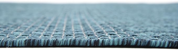 Unique Loom Collection Casual Transitional Solid Heathered Indoor/Outdoor Flatweave Area Rug (6' 1" x 9' Rectangle, Teal/Navy Blue) - Image 9