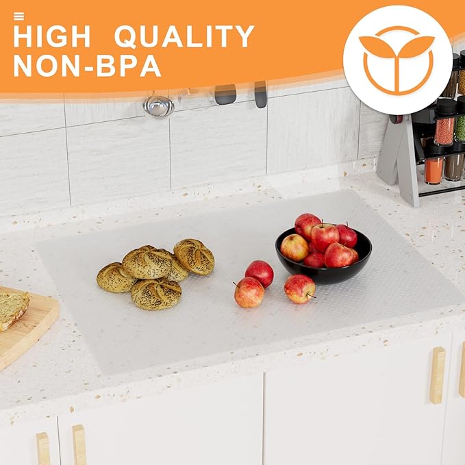 FLPMIX 14-Inch Clear Shelf Liner: Waterproof Kitchen Cabinets Drawer Liners 14 x 300 - Non-Adhesive Easy to Clean Refrigerator Mat for Pantry Shelves - Image 8