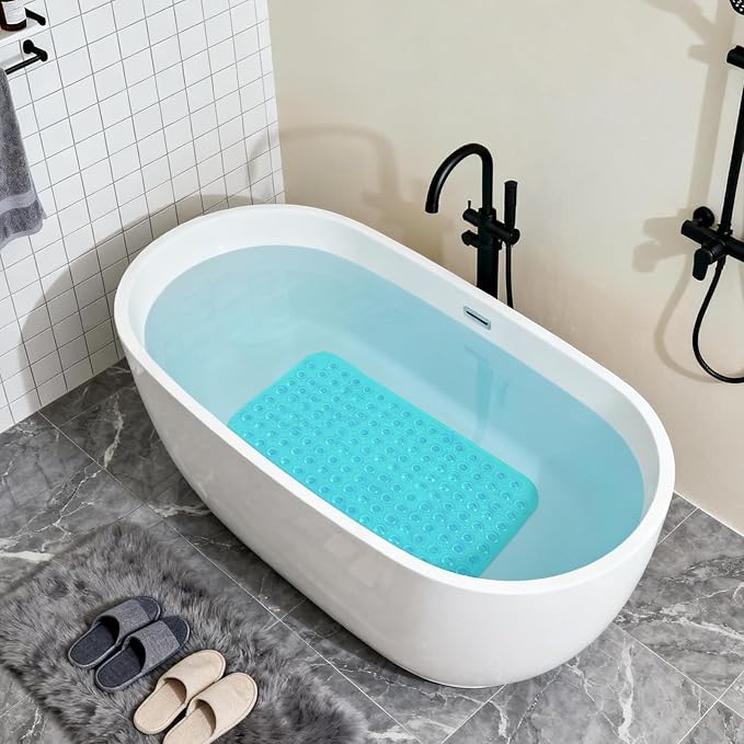 Anti-Slip Bathtub Shower mat, 27.5×14.5（Approximately 70×37cm） inch Soft Oversized Machine Washable Non-Slip Bathtub mat with Drainage Holes, Bathroom Floor Suction Cup.（1-Clear Green） - Image 5
